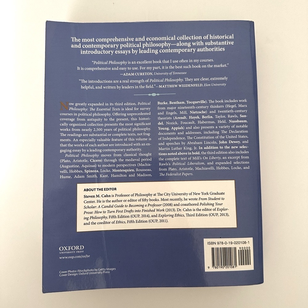 Political Philosophy: The Essential Texts Third Edition by Steven M. Cahn Book - Picture 2 of 5
